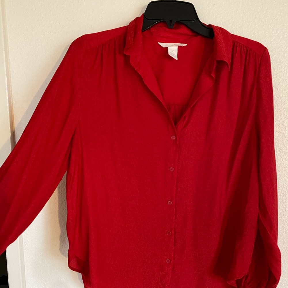 Red leopard blouse